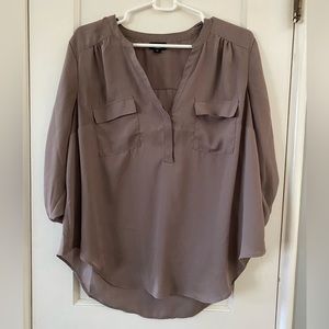 Torrid Harper Georgette Dark Taupe Sheer 3/4 Sleeve Polyester Blouse Size 00